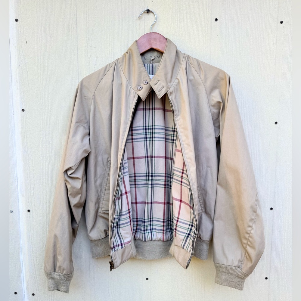 90s Brooks Brothers Harrington Tan Plaid Lined Men’s Bomber Jacket Size 38/ US M
